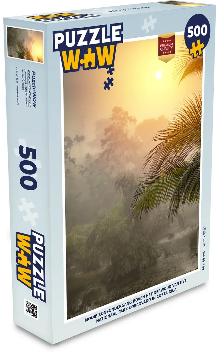 PuzzleWow Legpuzzel Mooie Zonsondergang Corcovado 500 Stuks