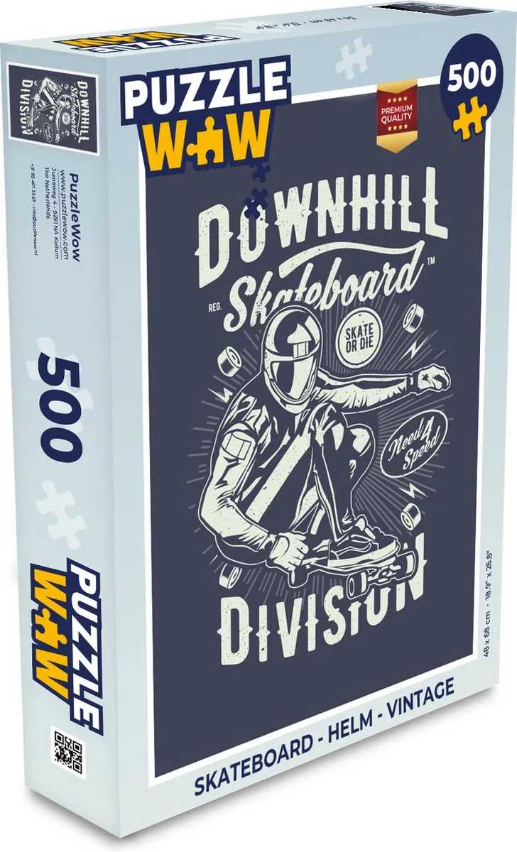 PuzzleWow Skateboard Helm Puzzel 500 Stuks - Multicolor