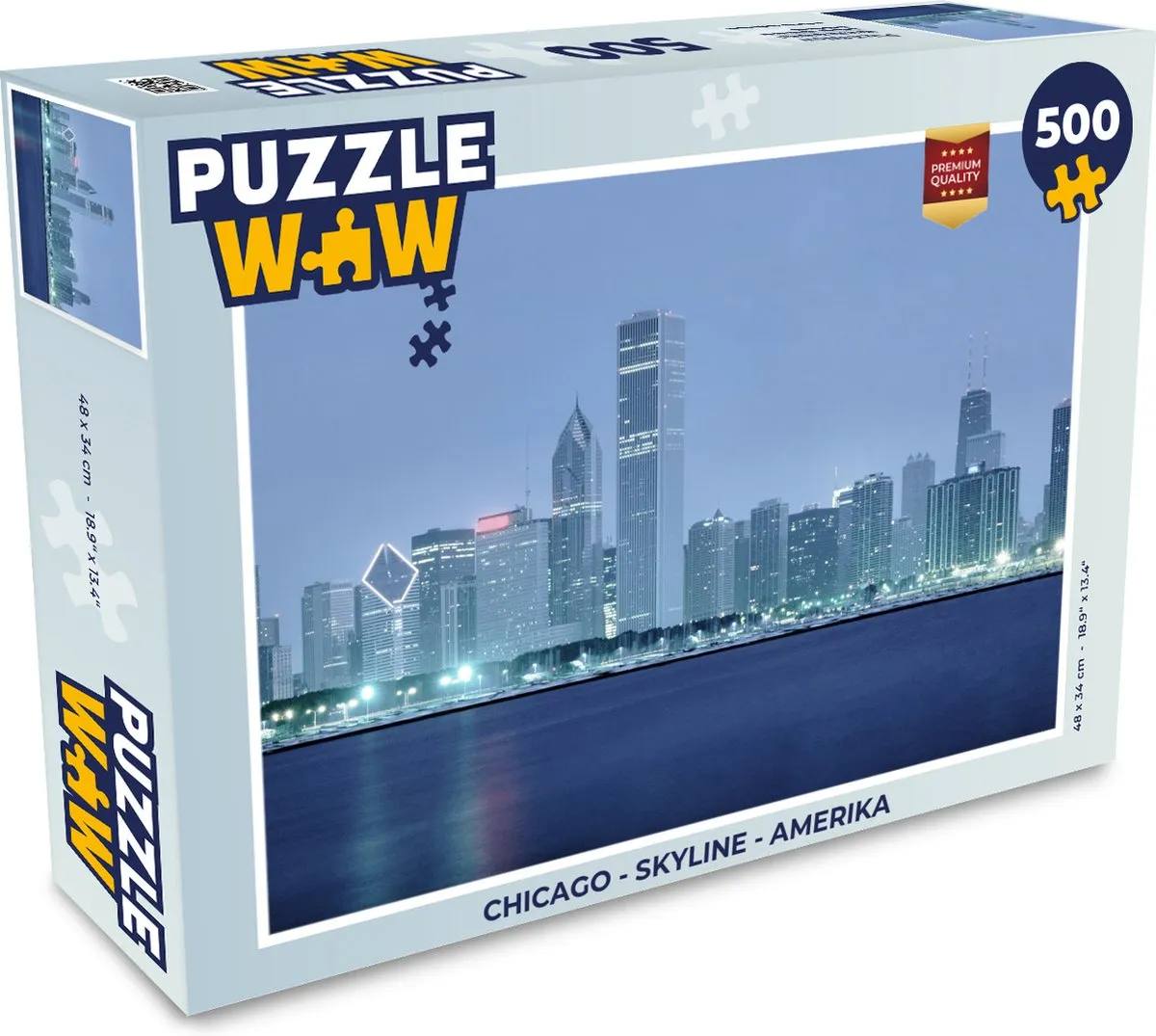 PuzzleWow Chicago Skyline Legpuzzel 500 Stuks