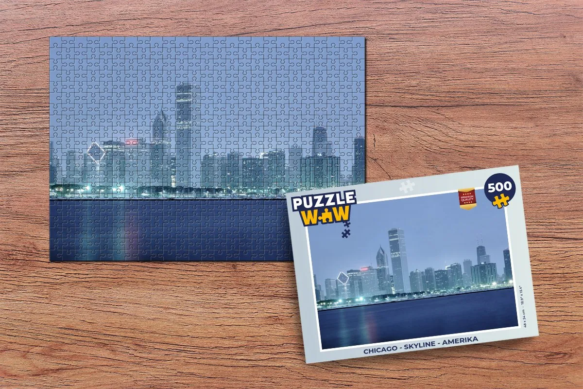 PuzzleWow Chicago Skyline Legpuzzel 500 Stuks - Multicolor
