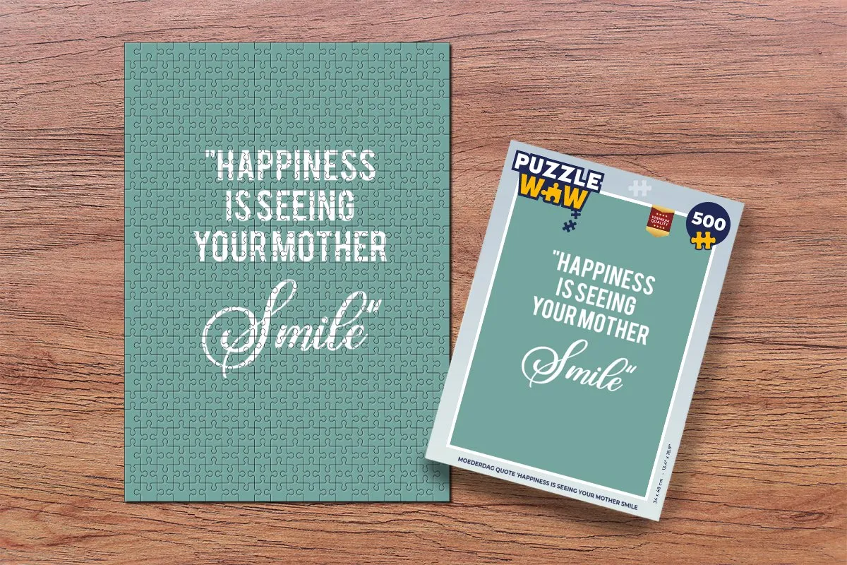 PuzzleWow Quotes Happiness is seeing your mother smile Legpuzzel 500 Stuks - Multicolor