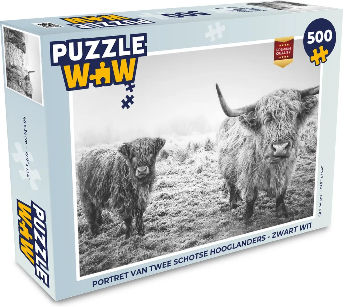 PuzzleWow Schotse Hooglanders Legpuzzel 500 Stuks - Multicolor
