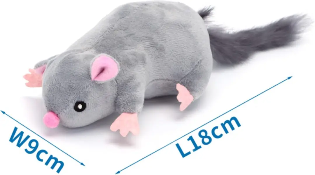 Nobleza Speelmuis Kat - Pluche Muis 18cm - Grijs/Roze