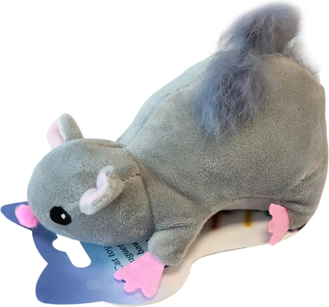 Nobleza Speelmuis Kat - Pluche Muis 18cm - Grijs/Roze