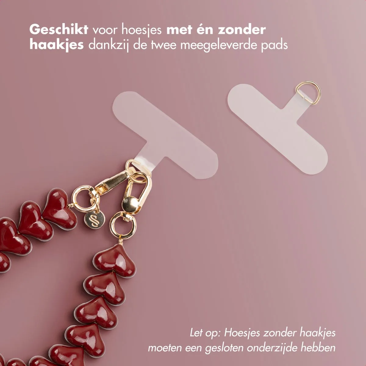 Selencia Universeel Lova Hartjes Telefoonkoord - Burgundy