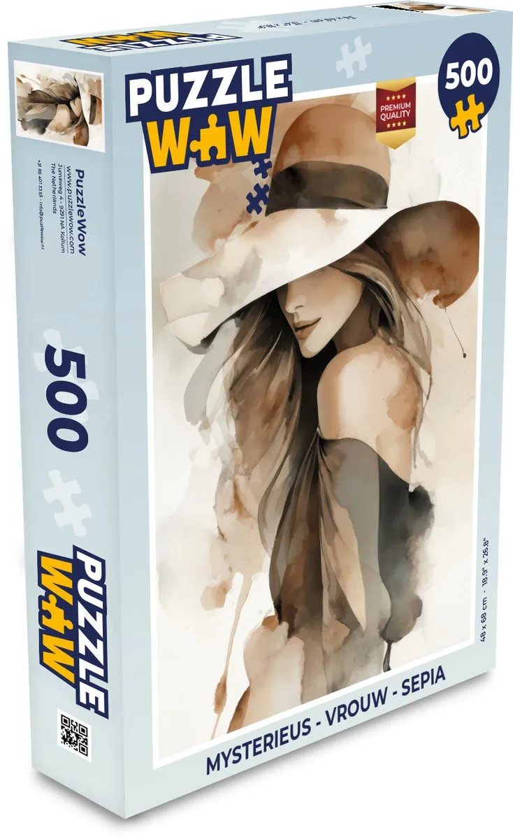 PuzzleWow Mysterieus Vrouw Sepia Puzzel 1000 Stuks