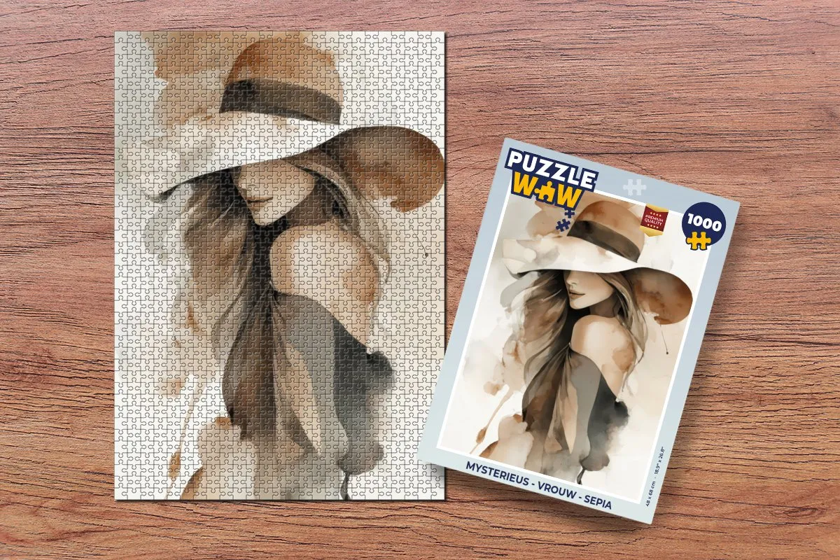 PuzzleWow Mysterieus Vrouw Sepia Puzzel 1000 Stuks