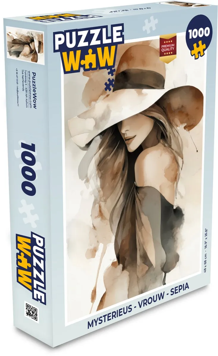 PuzzleWow Mysterieus Vrouw Sepia Puzzel 1000 Stuks