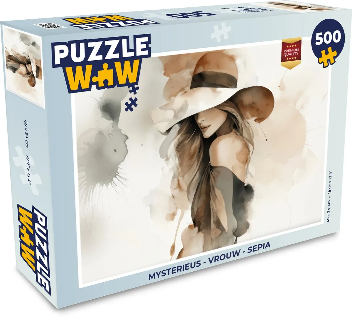 PuzzleWow Mysterieus Vrouw Sepia Puzzel 1000 Stuks