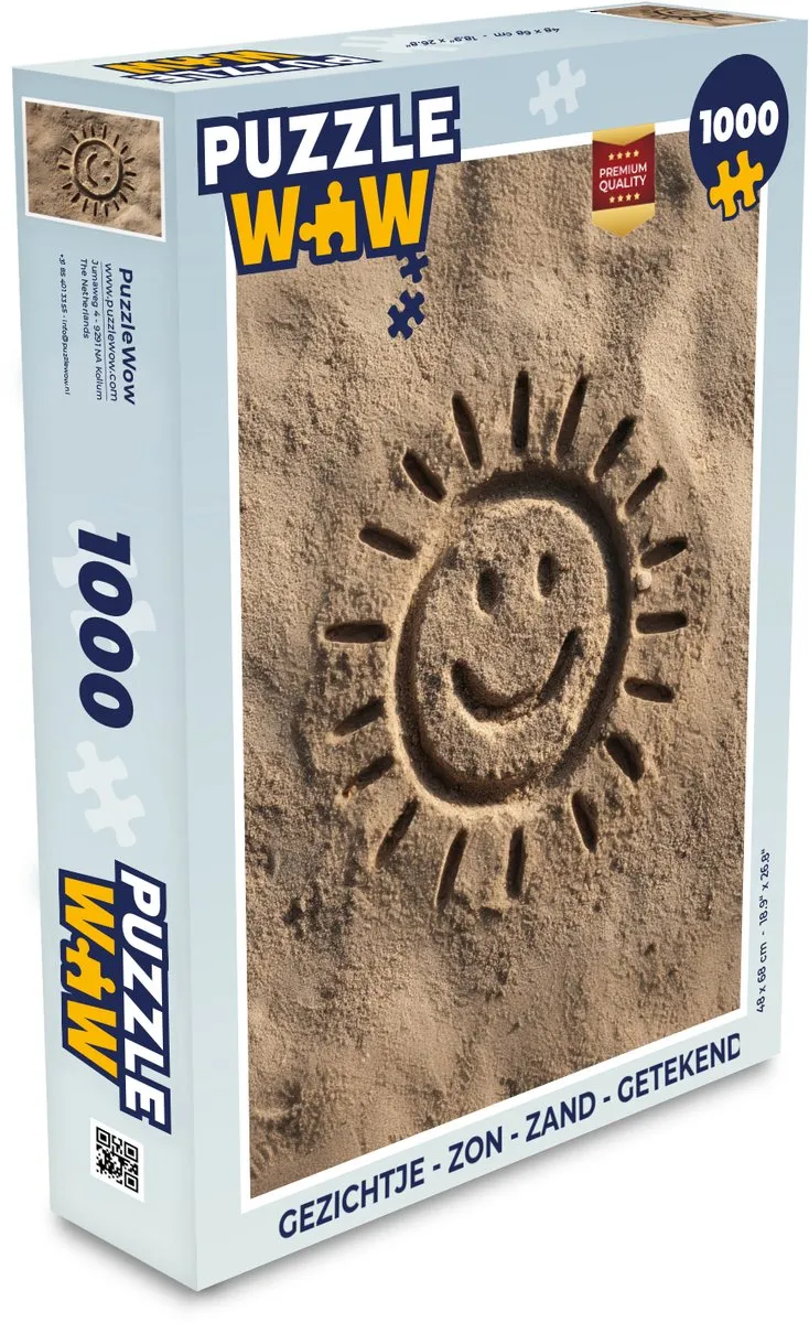 PuzzleWow Legpuzzel 1000 Stuks - Gezichtje Zon Zand
