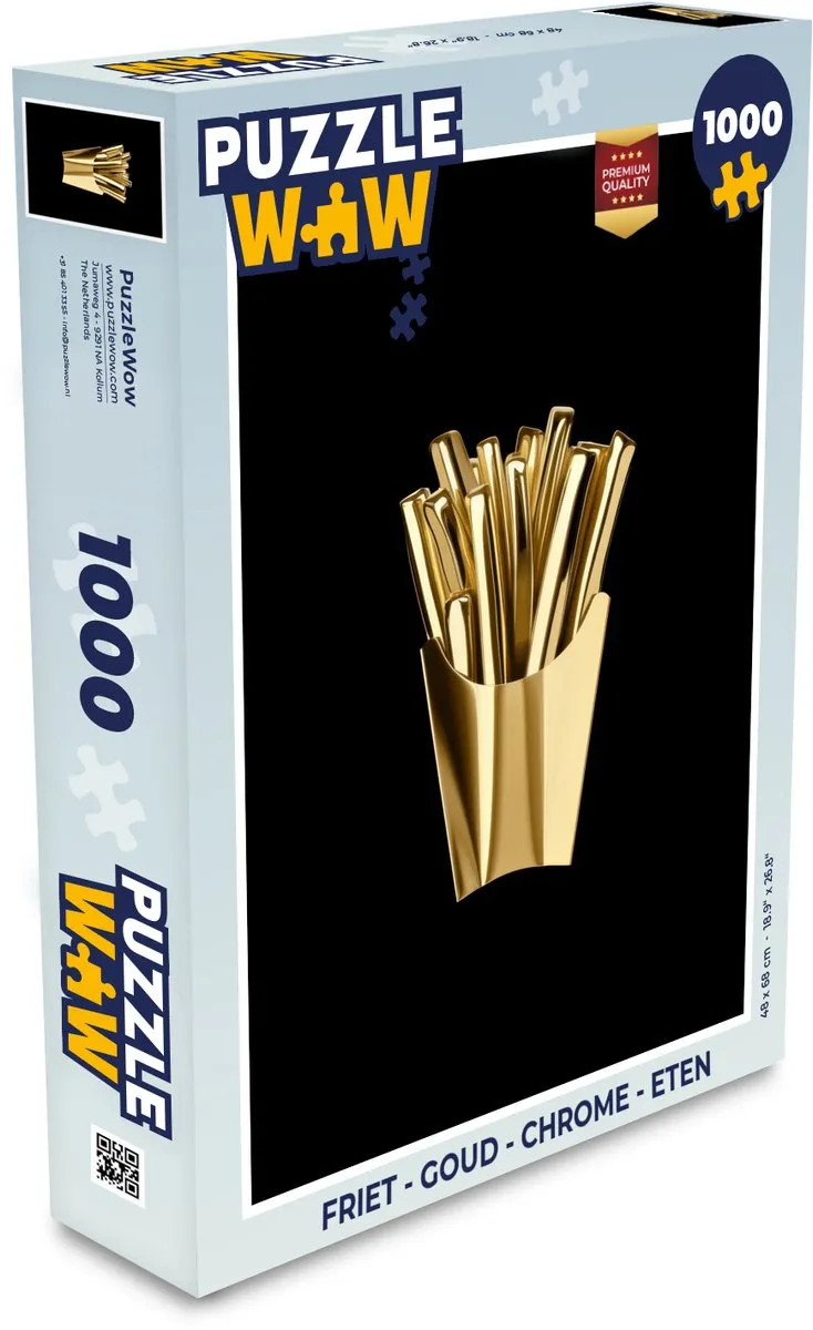 PuzzleWow Friet Puzzel 1000 Stuks - Goud/Zwart
