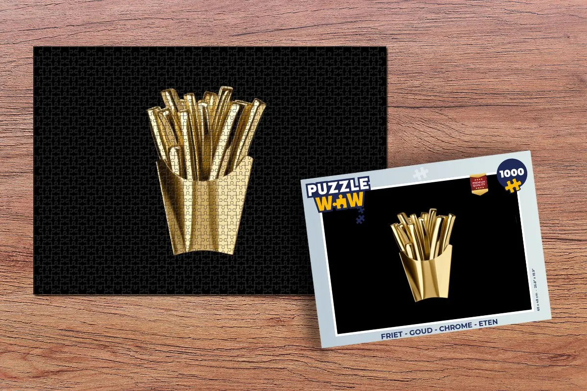 PuzzleWow Friet Puzzel 1000 Stuks - Goud/Zwart