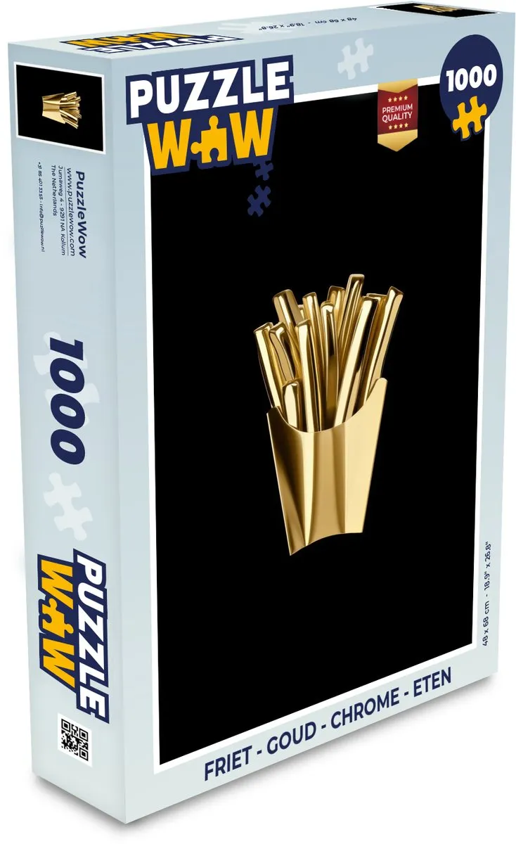 PuzzleWow Friet Puzzel 1000 Stuks - Goud/Zwart
