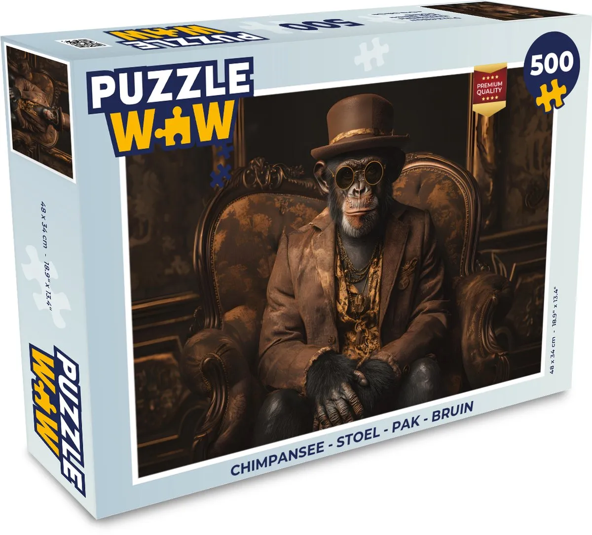 PuzzleWow Chimpansee Stoel Pak Legpuzzel 500 Stuks