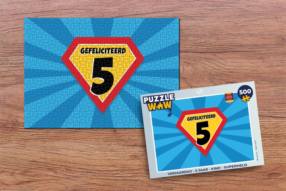 PuzzleWow Superheld Verjaardag Legpuzzel 500 Stuks - Multicolor