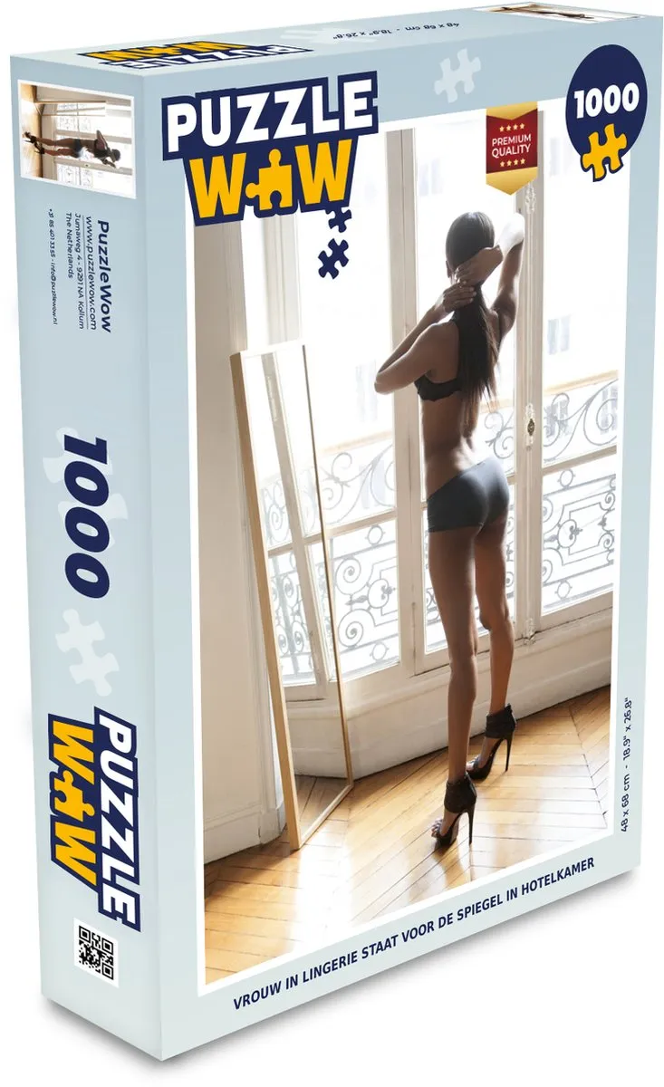 PuzzleWow Legpuzzel Vrouw in lingerie 1000 Stuks