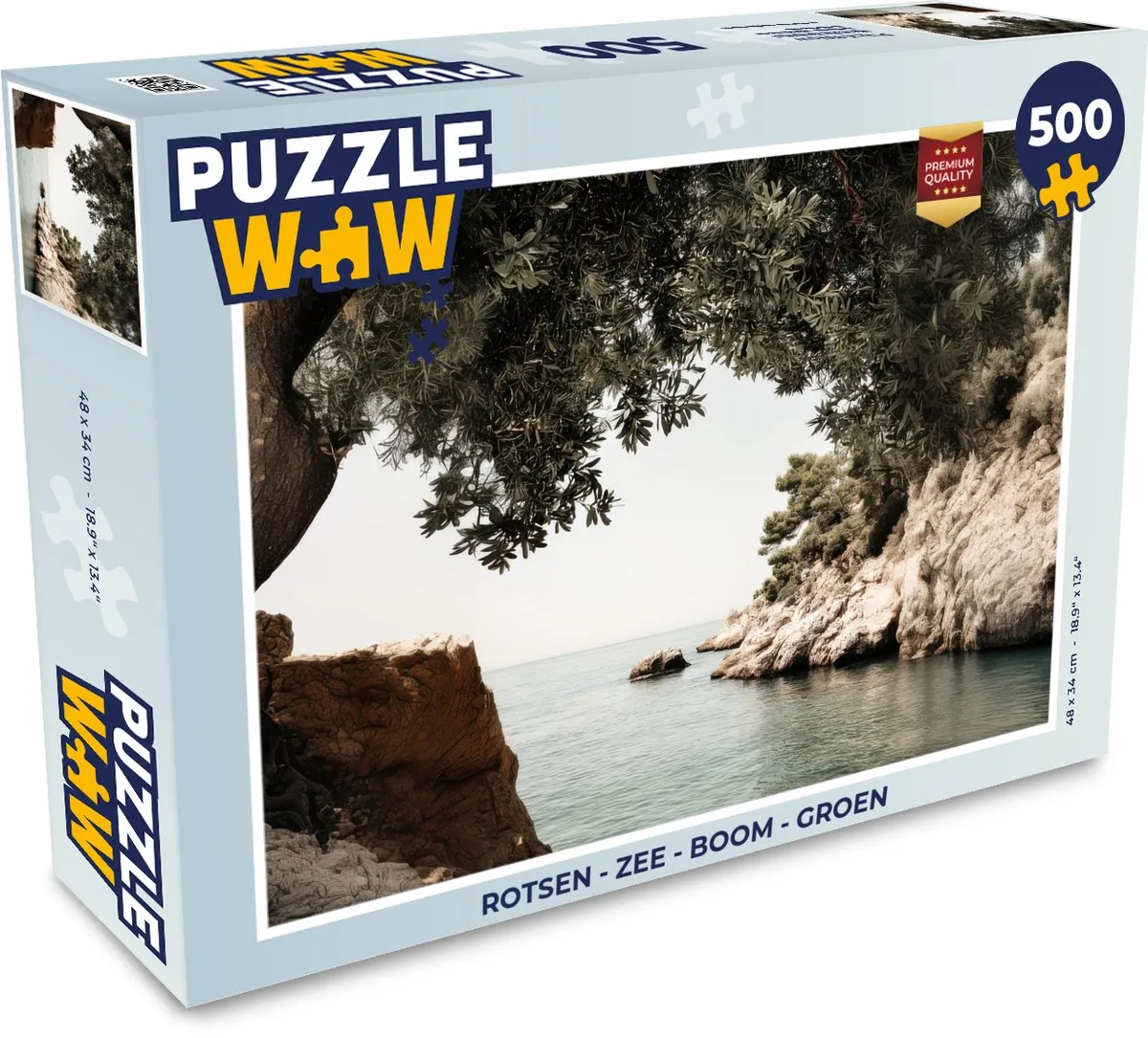 PuzzleWow Legpuzzel Rotsen - Zee - Boom 500 Stuks - Groen