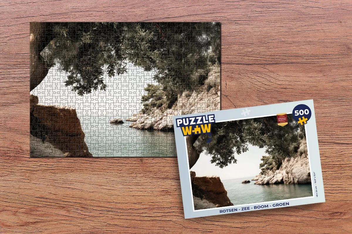 PuzzleWow Legpuzzel Rotsen - Zee - Boom 500 Stuks - Groen