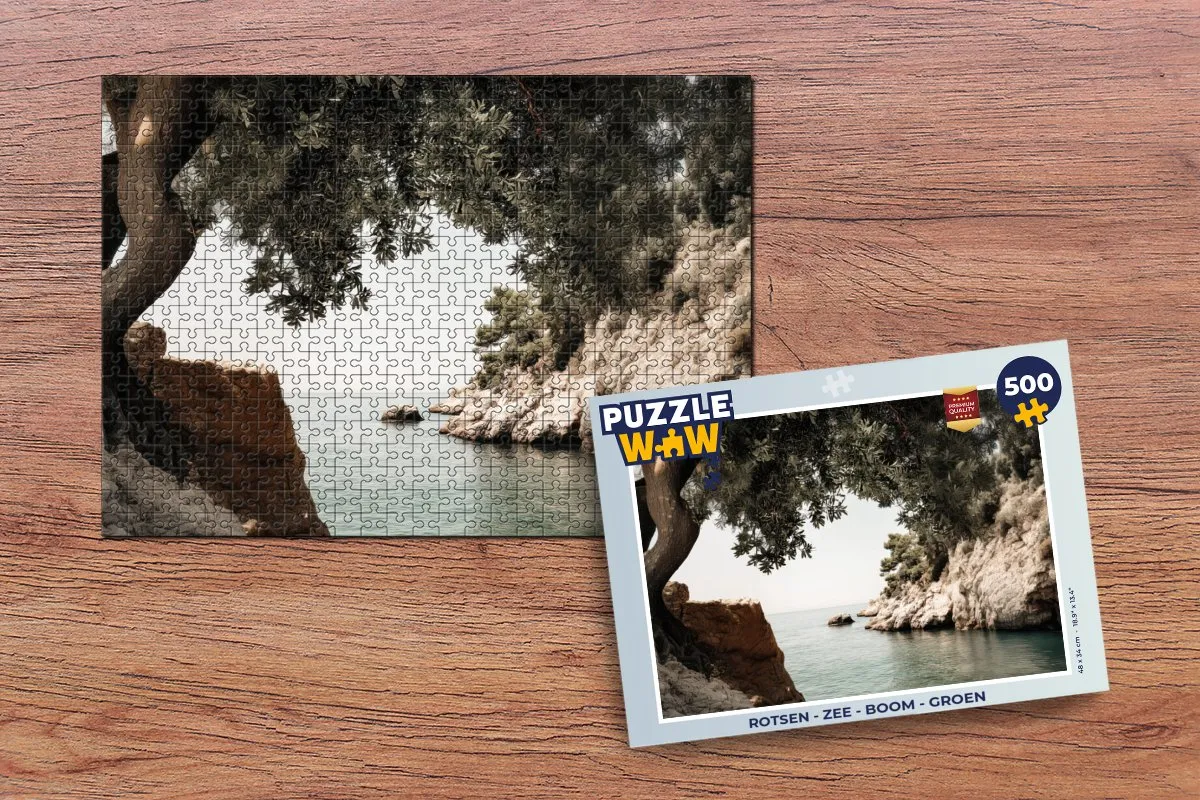 PuzzleWow Legpuzzel Rotsen - Zee - Boom 500 Stuks - Groen