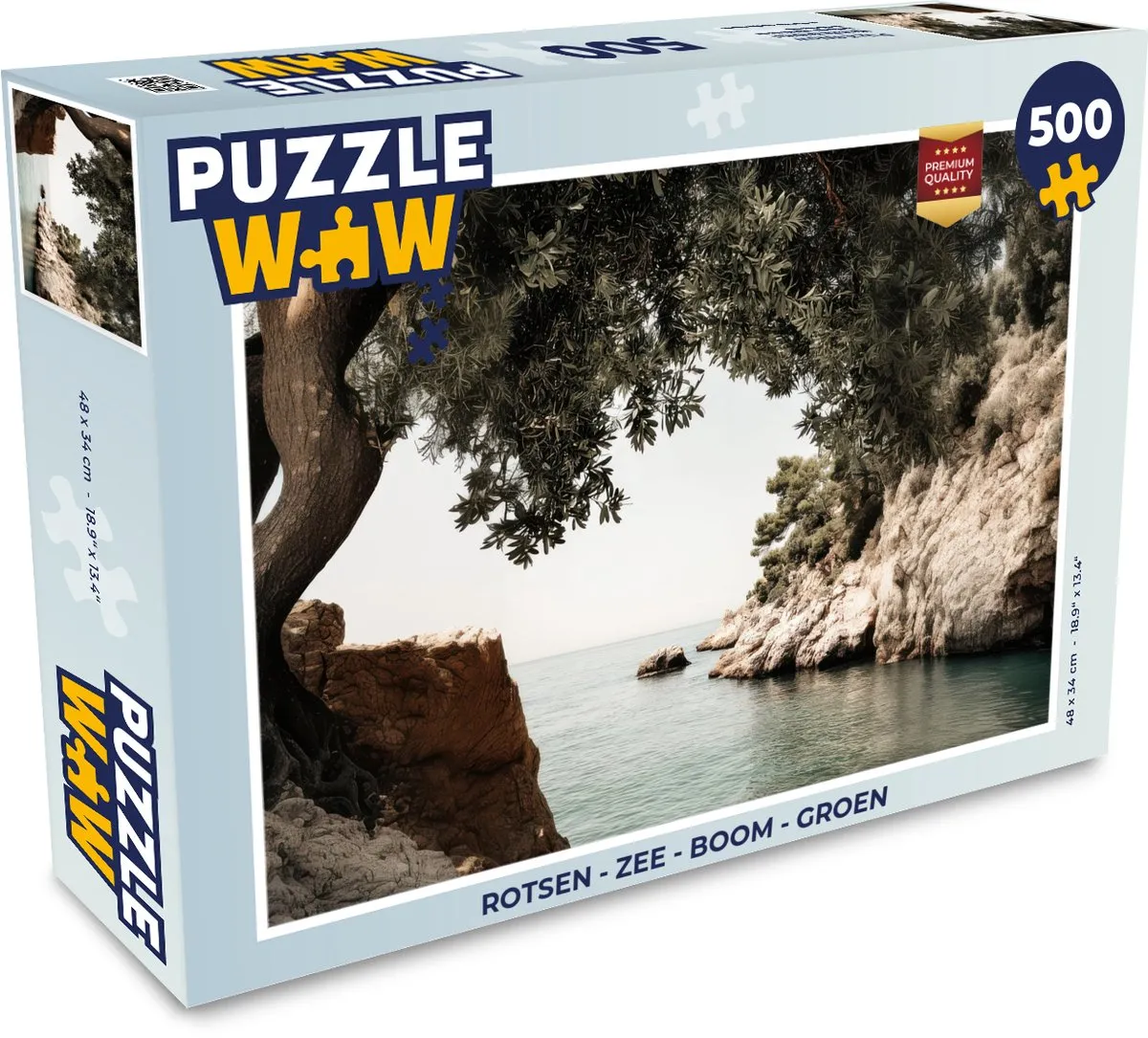 PuzzleWow Legpuzzel Rotsen - Zee - Boom 500 Stuks - Groen