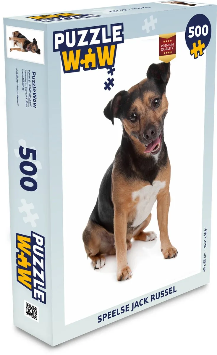PuzzleWow Speelse Jack Russel Hond Legpuzzel 500 Stuks - Multicolor