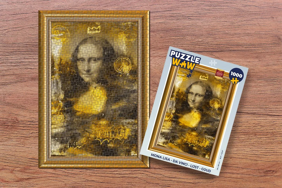 PuzzleWow Mona Lisa Legpuzzel 1000 Stuks - Goud