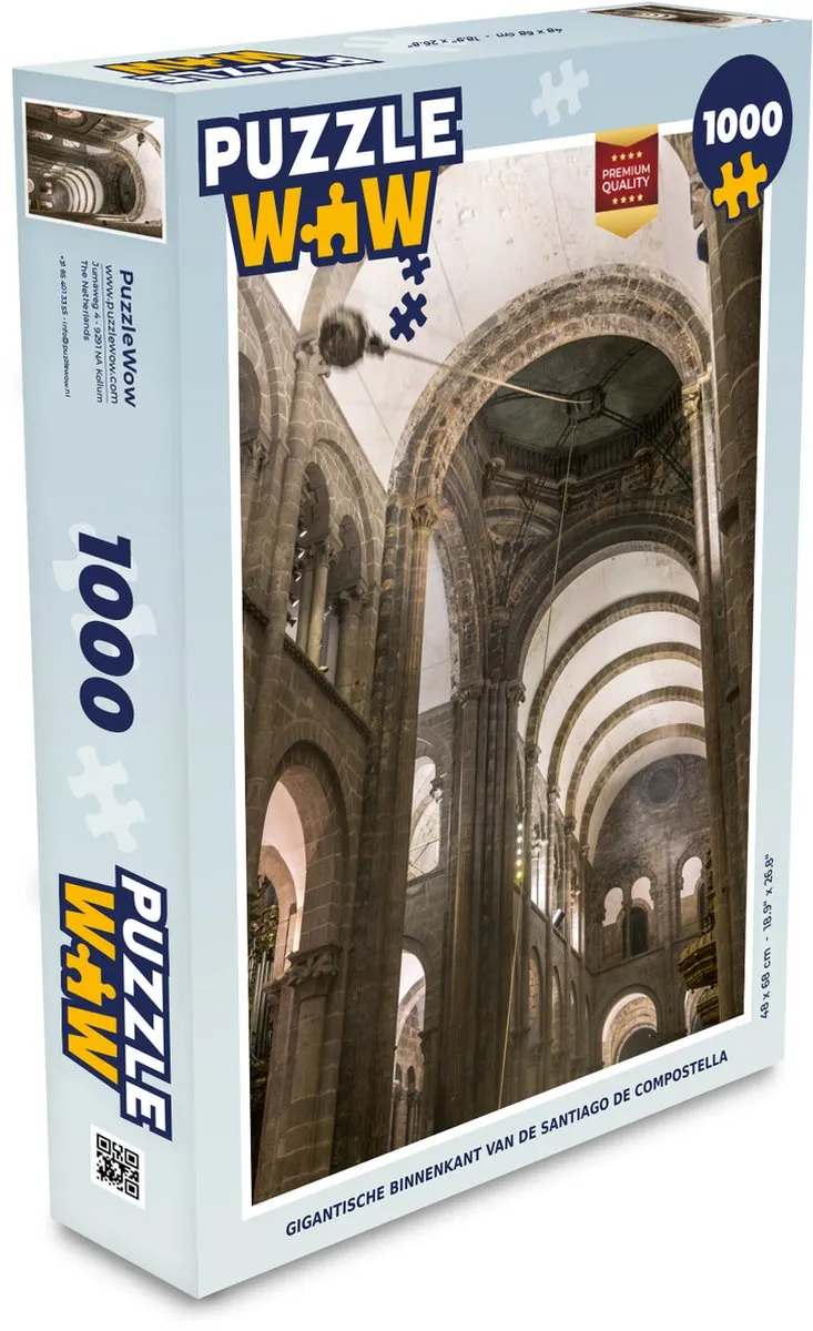 PuzzleWow Legpuzzel Santiago de Compostella 1000 Stuks - Multicolor