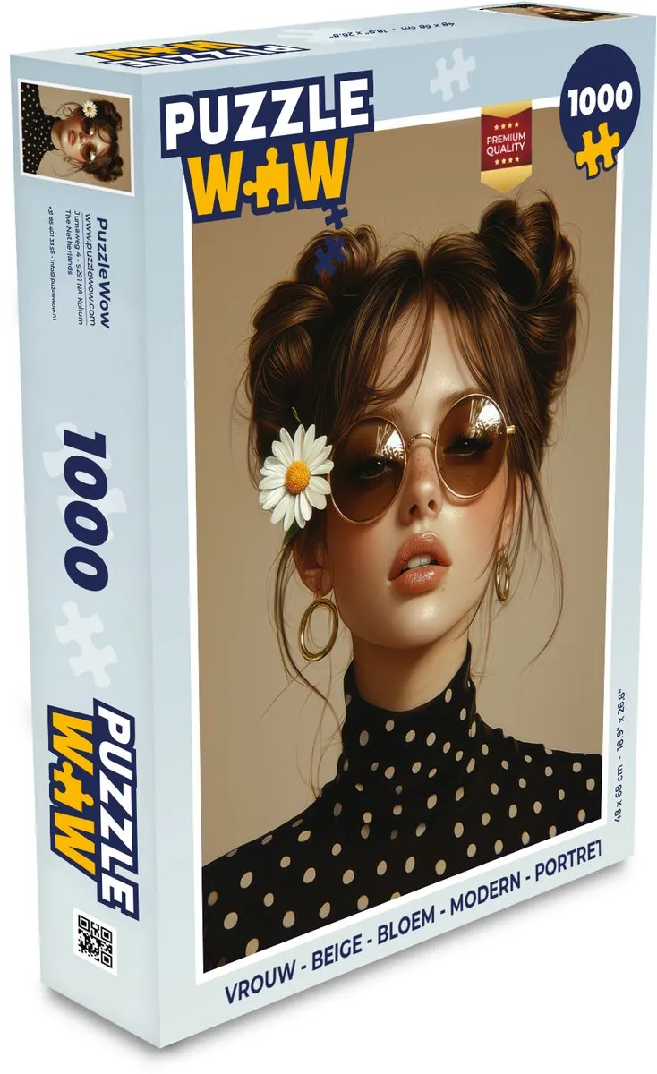 PuzzleWow Bloem Portret Legpuzzel 1000 Stuks - Beige