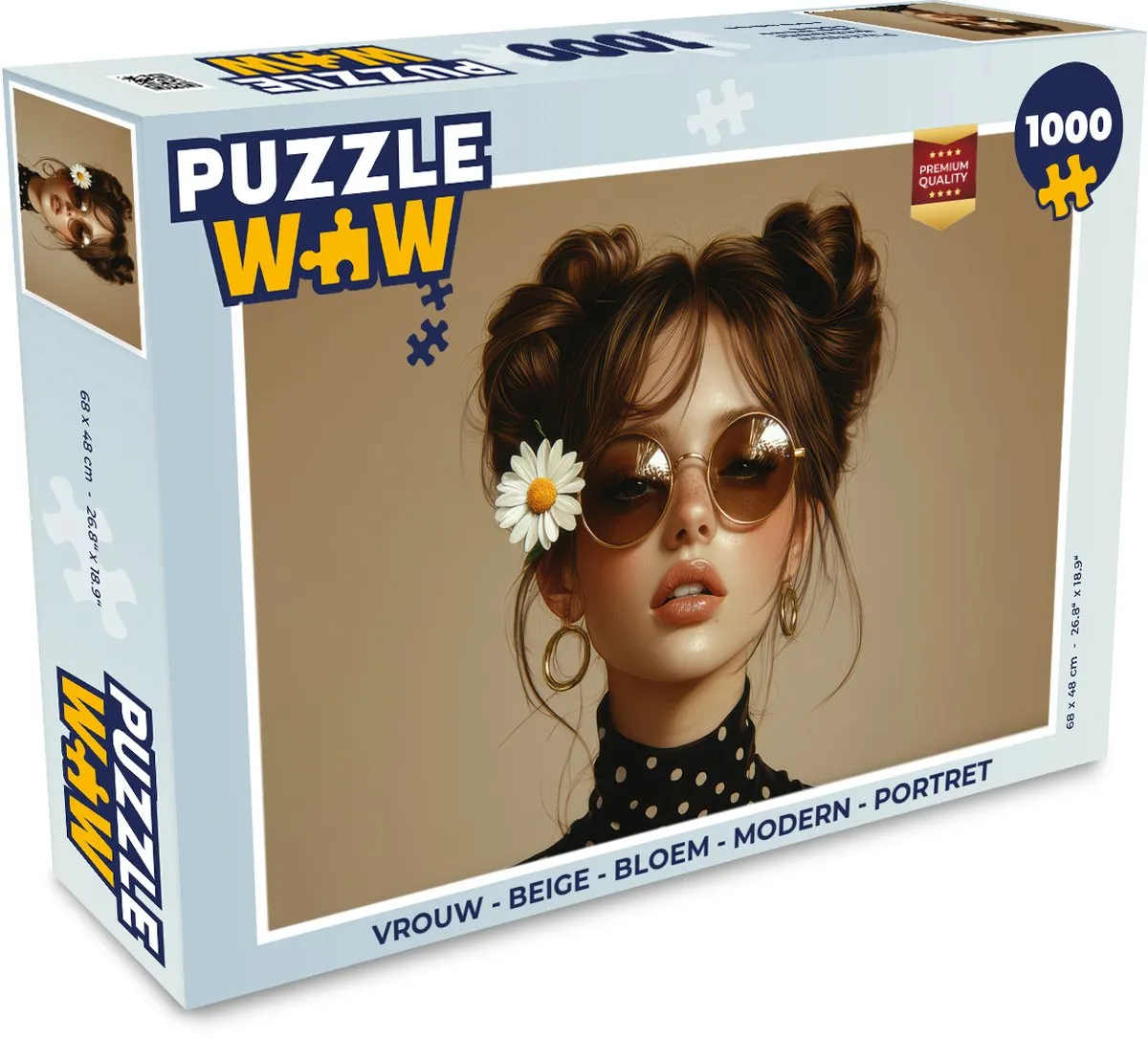 PuzzleWow Bloem Portret Legpuzzel 1000 Stuks - Beige