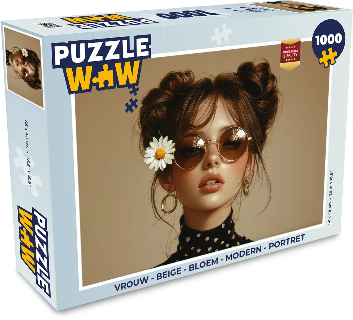 PuzzleWow Bloem Portret Legpuzzel 1000 Stuks - Beige