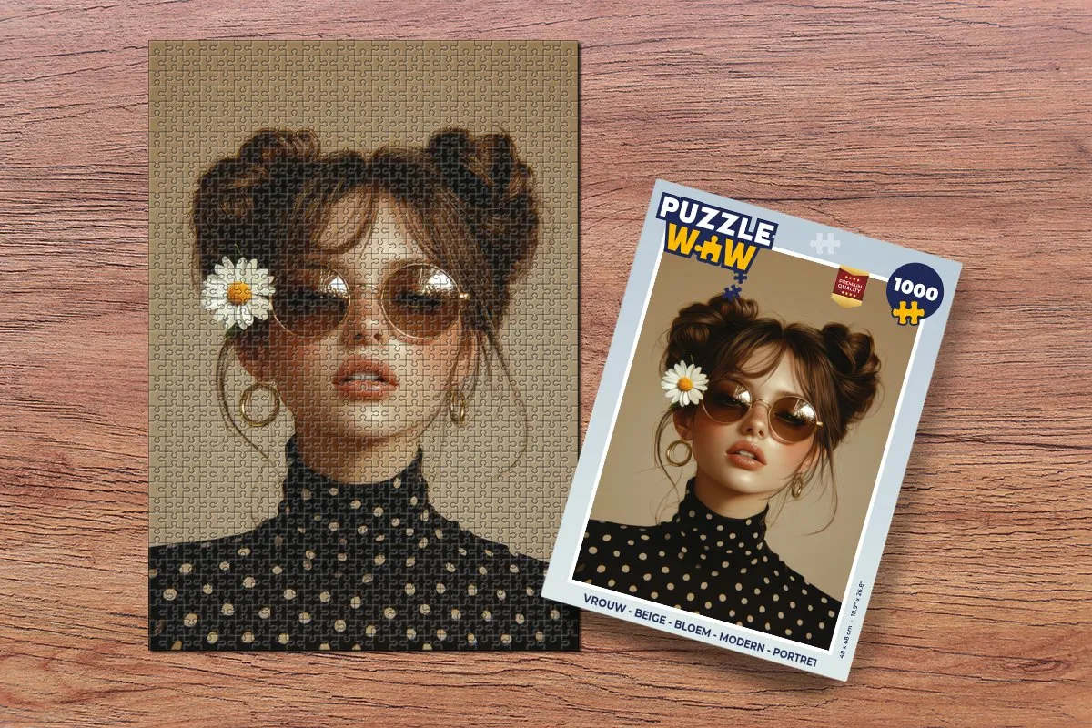 PuzzleWow Bloem Portret Legpuzzel 1000 Stuks - Beige