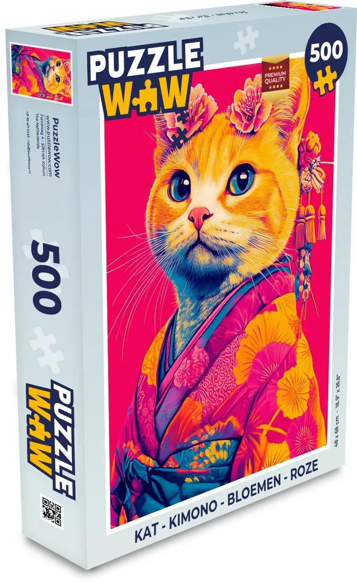 PuzzleWow Kimono Kat Legpuzzel 500 Stuks