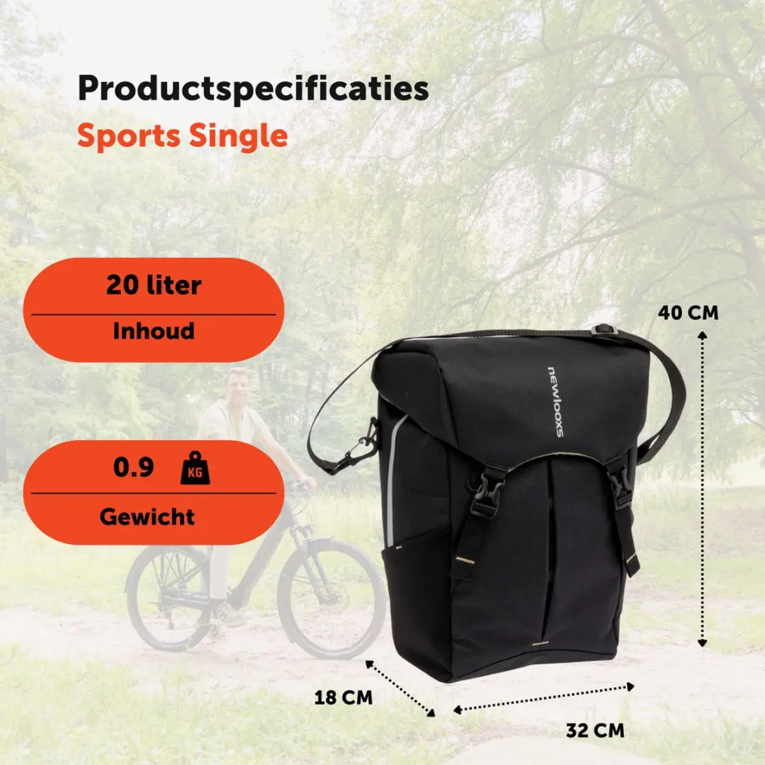 New Looxs Sports Single Fietstas 20L - Zwart - afbeelding 4 van 6