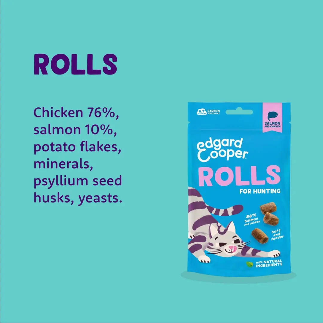 Edgard & Cooper Rolls Kattensnack Zalm 45g - afbeelding 2 van 6