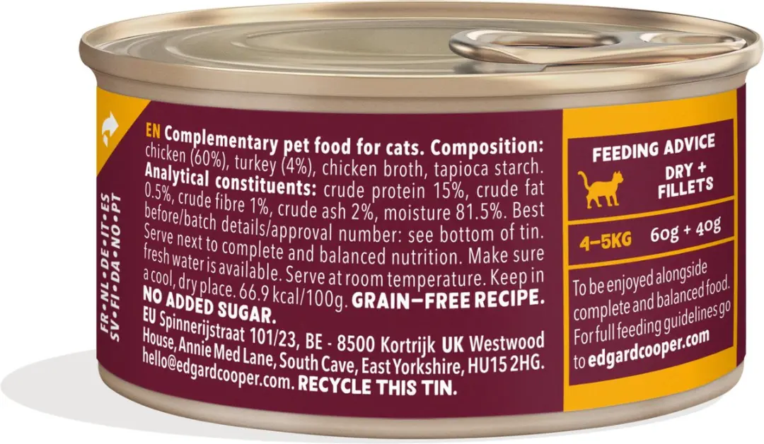 Edgard & Cooper Kat Natvoer Kattenfilet Kip/Kalkoen 70g - afbeelding 2 van 6