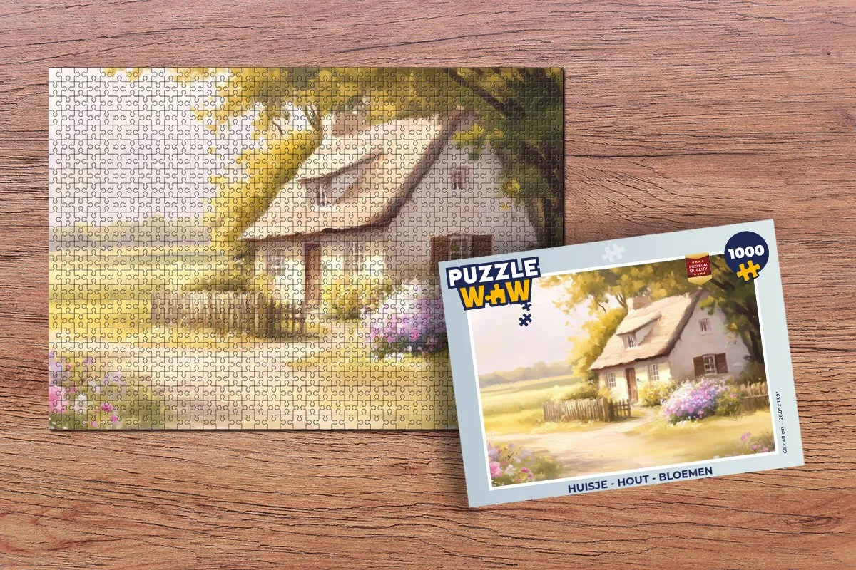 PuzzleWow Huisje Bloemen Legpuzzel 1000 Stuks - Landschap