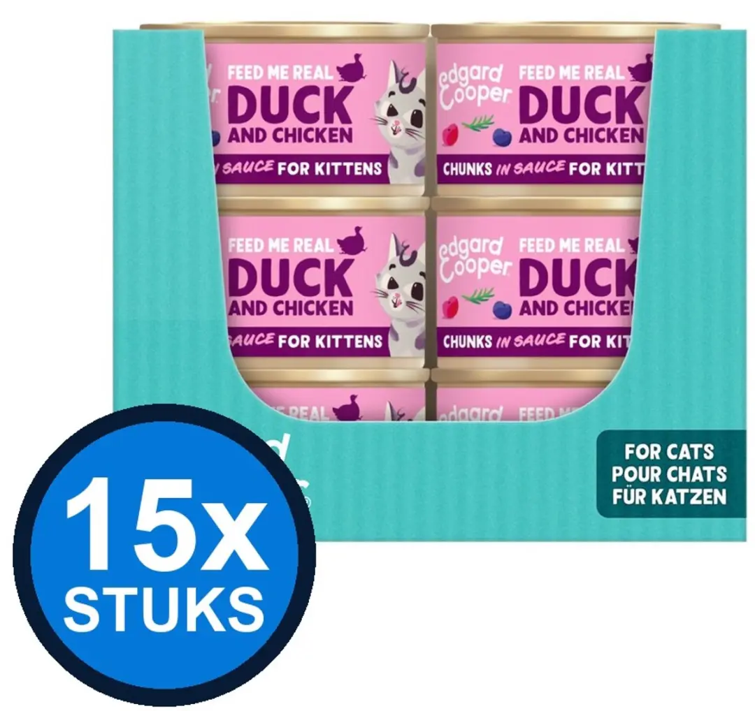 15x Edgard&Cooper kat kitten chunks eend&kip 85gr
