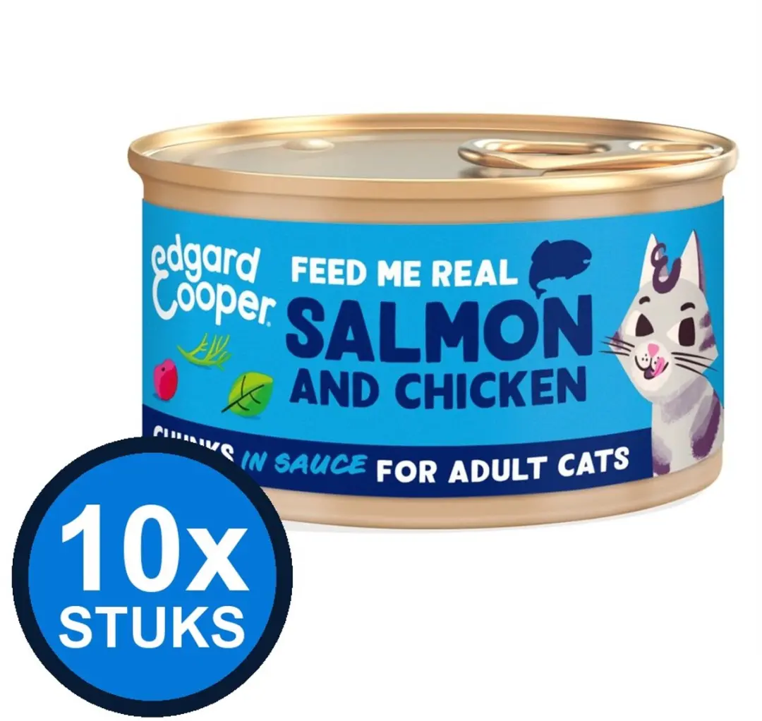 10x Edgard&Cooper kat adult chunks zalm&kip 85gr