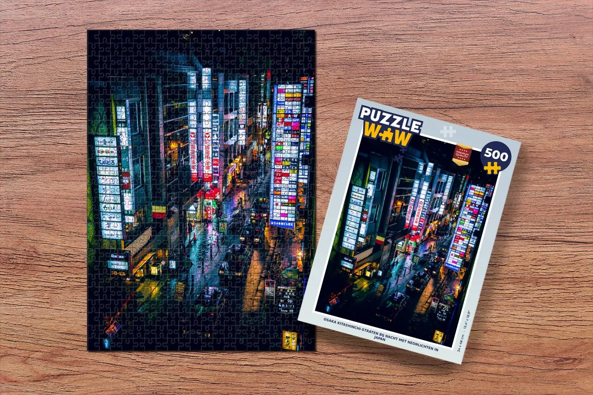 PuzzleWow Osaka Kitashinchi Nachtscène Legpuzzel 500 Stuks - Multicolor