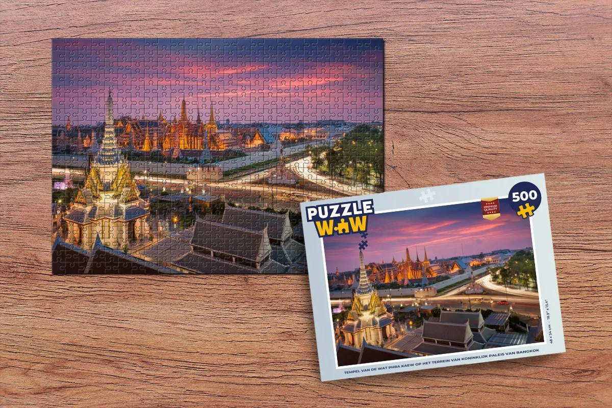 PuzzleWow Thailand Paleis Schemering Legpuzzel 500 Stuks - Multicolor