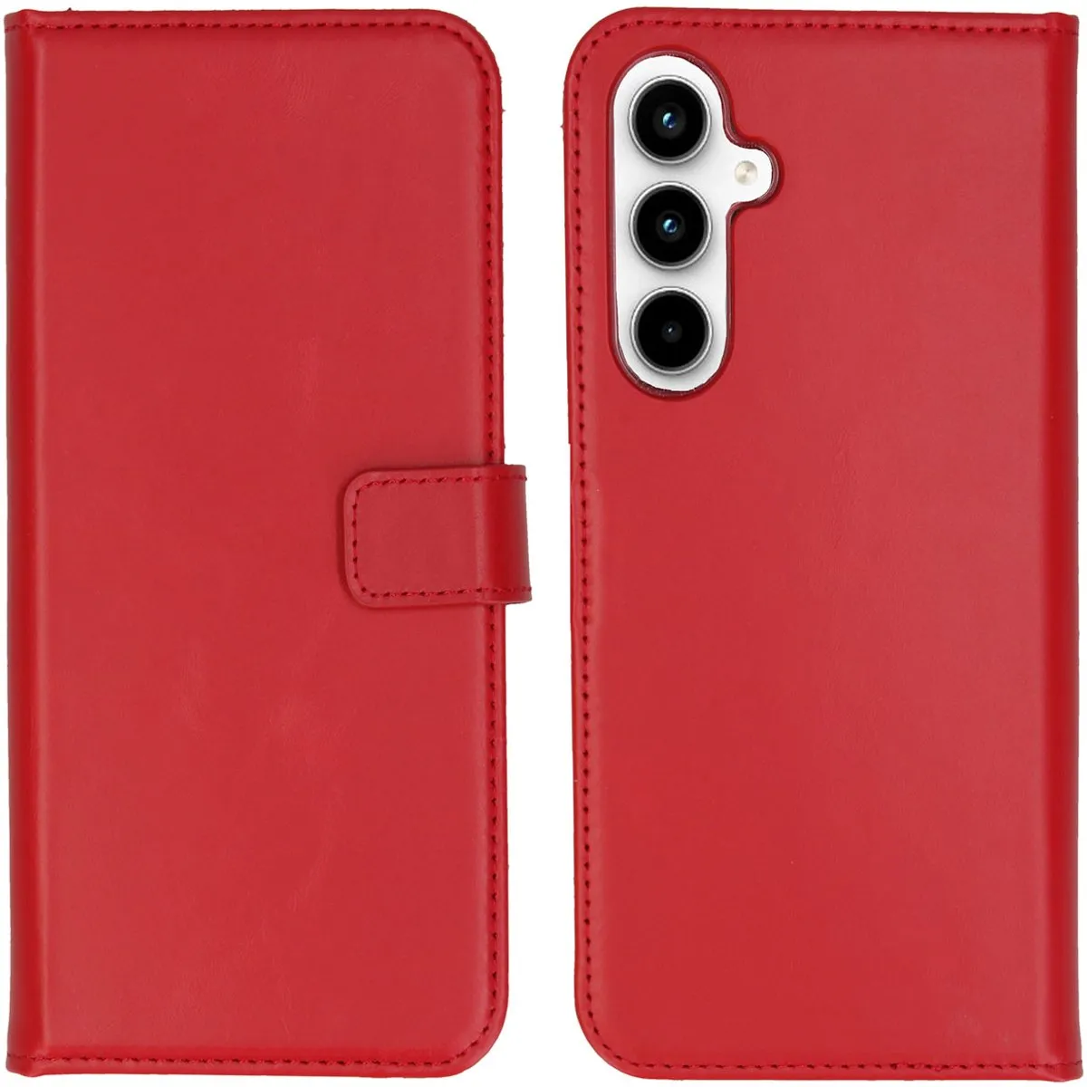 Selencia Hoesje Samsung Galaxy A35 - Echt Lederen Bookcase Rood
