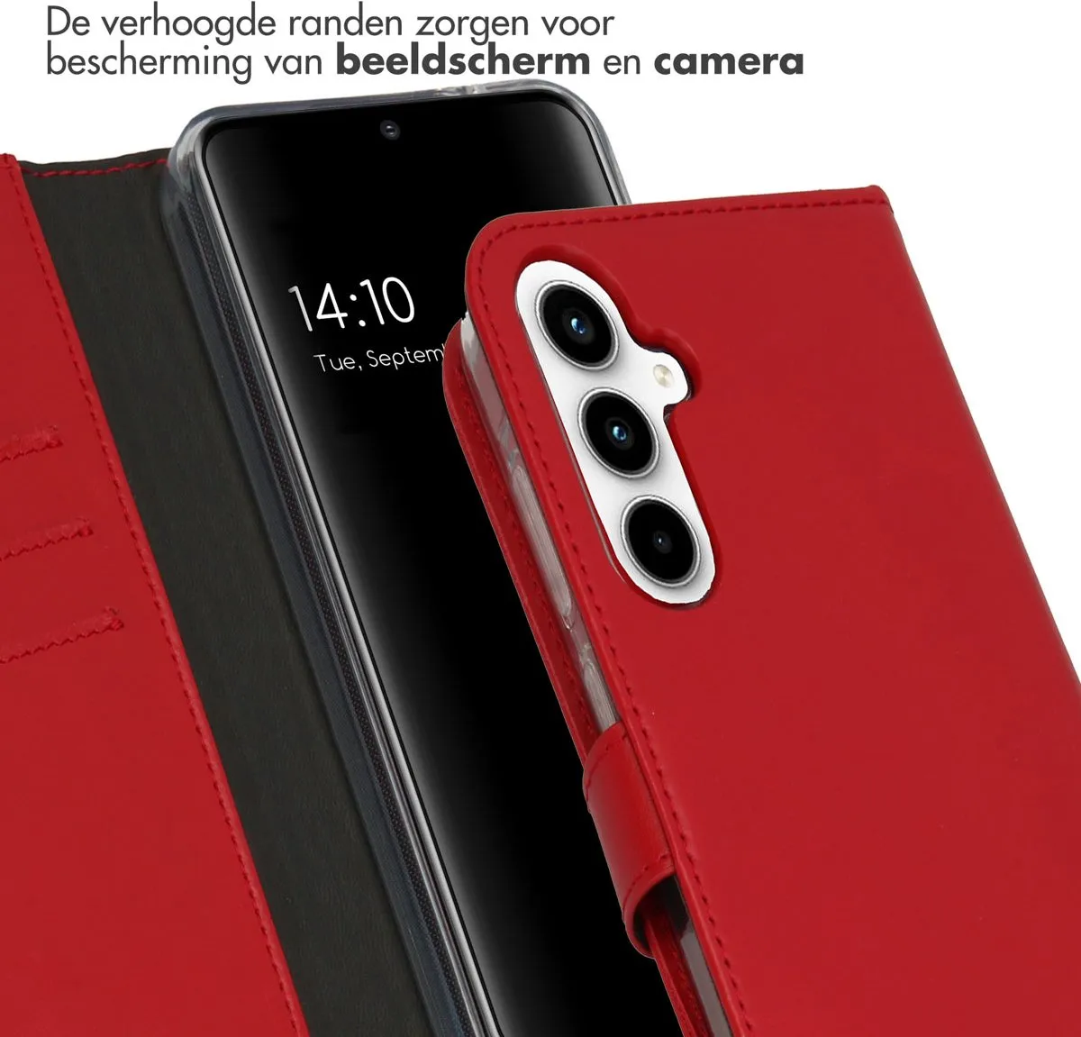 Selencia Hoesje Samsung Galaxy A35 - Echt Lederen Bookcase Rood