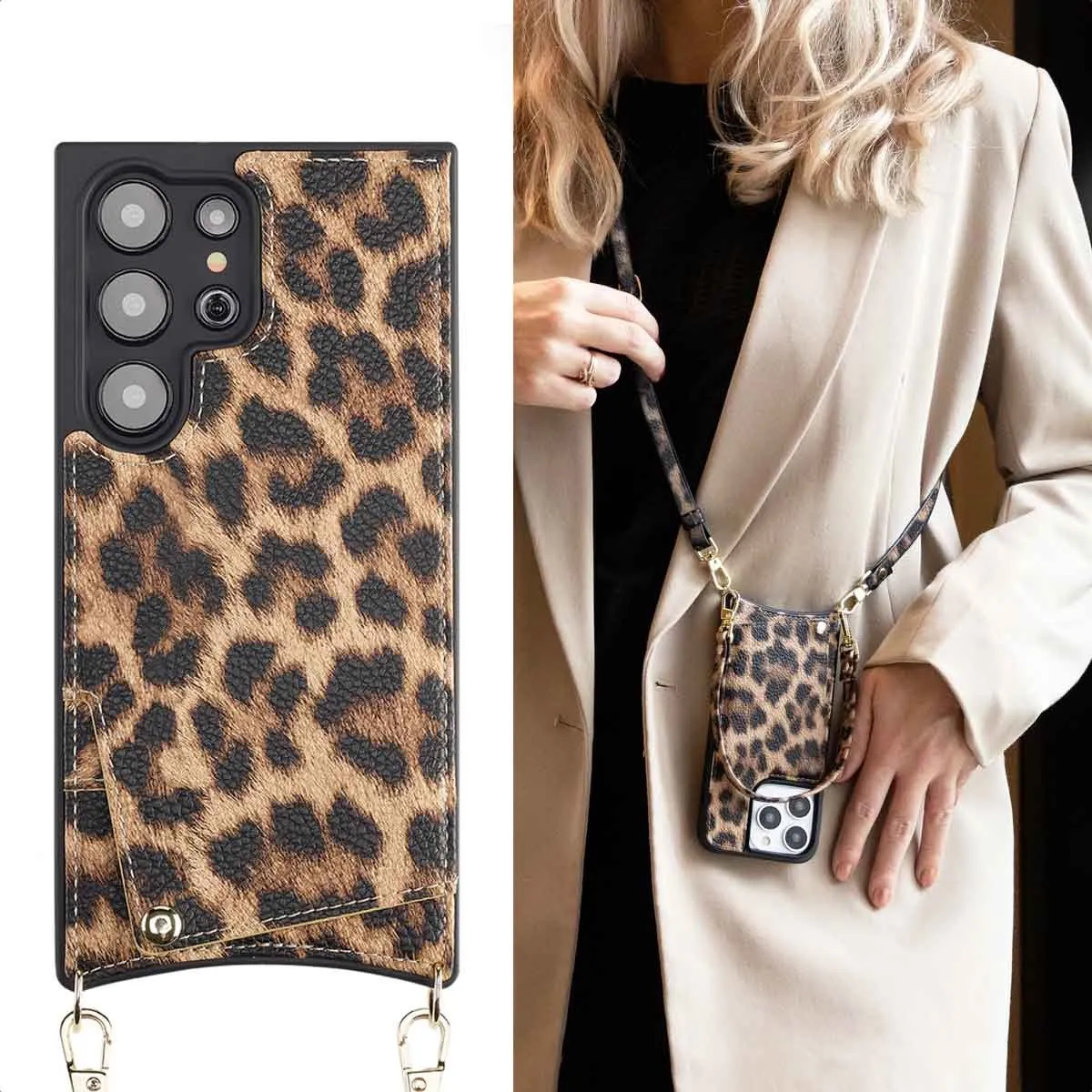 Selencia Hoesje Samsung Galaxy S24 Ultra - Leopard - 2 Pasjes