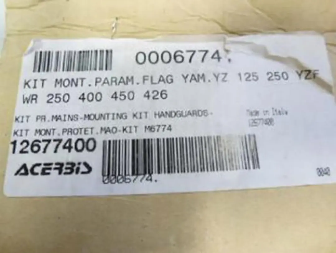 Kit montage noir protege main Acerbis pour moto Yamaha YZ 6774 Neuf