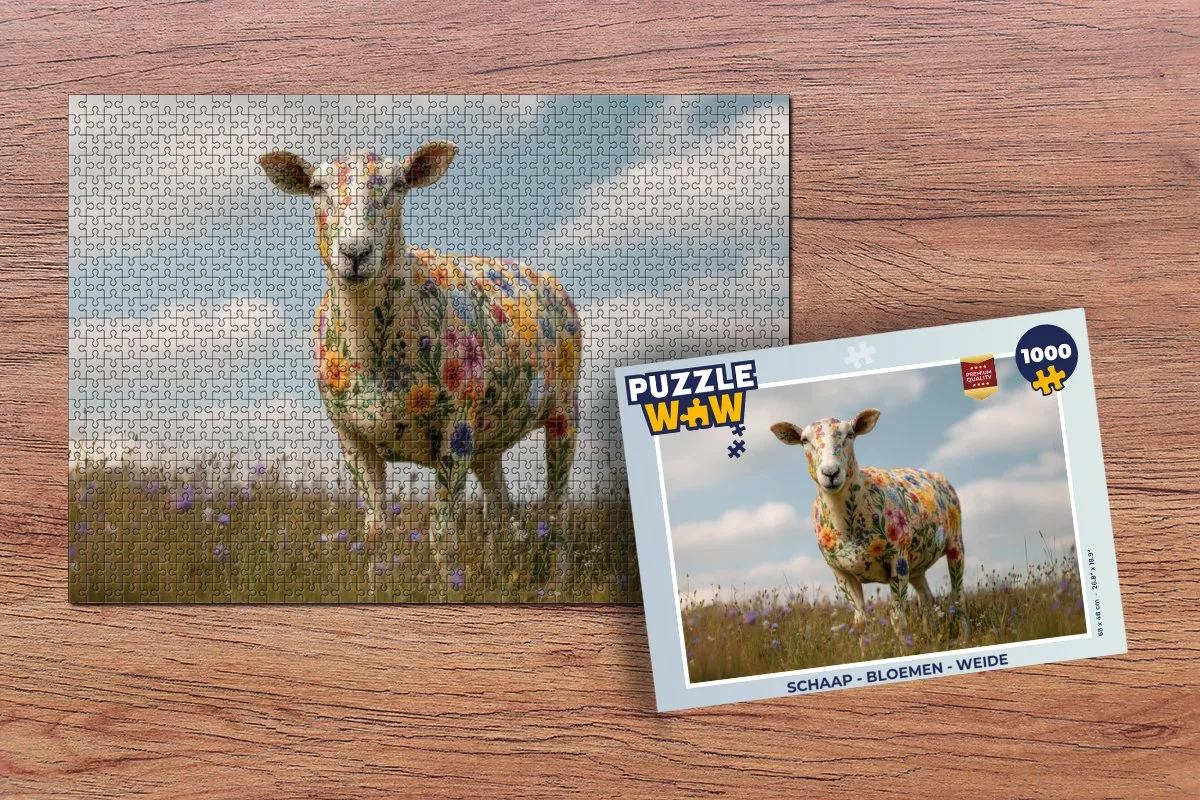 PuzzleWow Schaap - Bloemen Legpuzzel 1000 Stuks