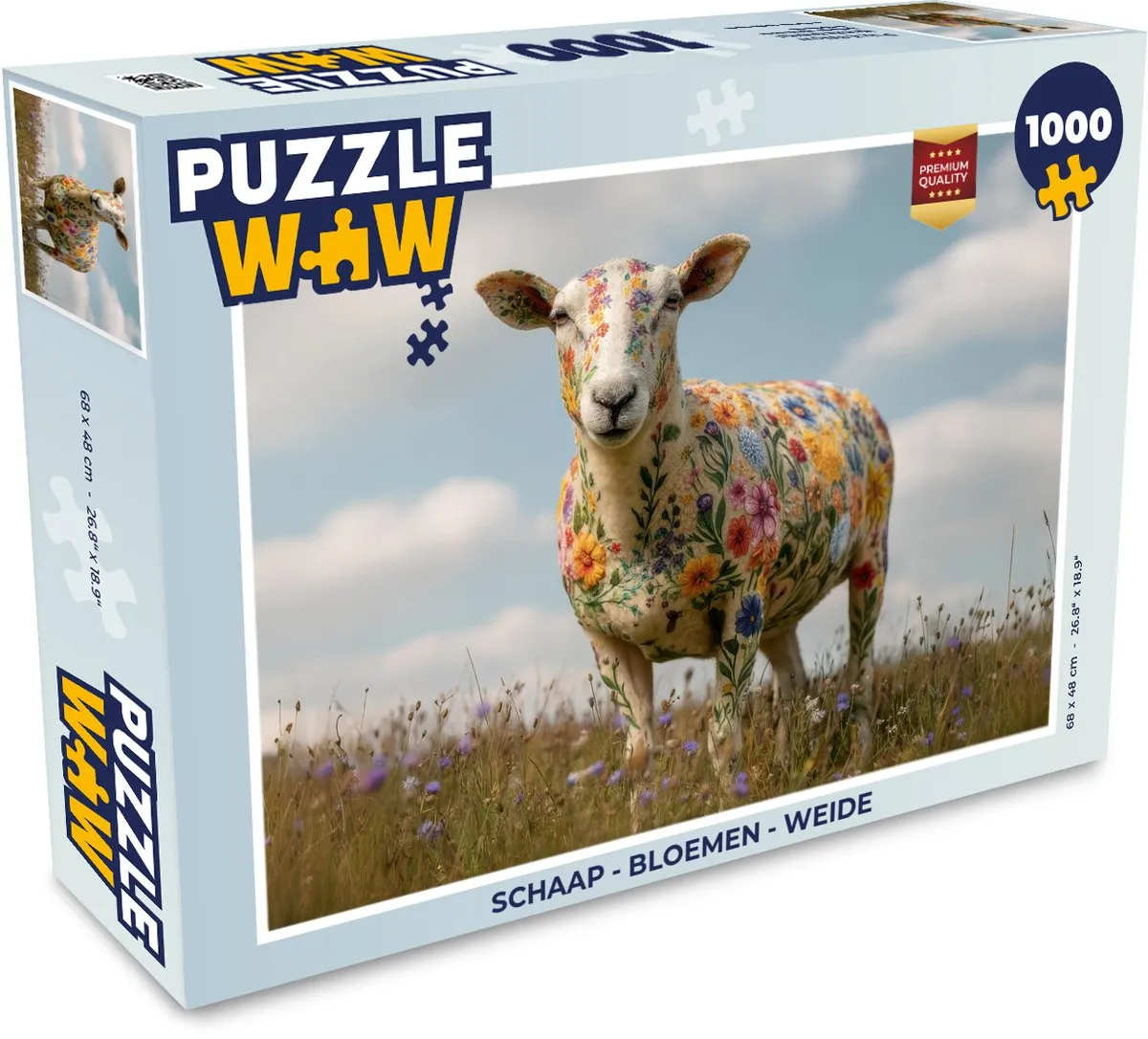 PuzzleWow Schaap - Bloemen Legpuzzel 1000 Stuks
