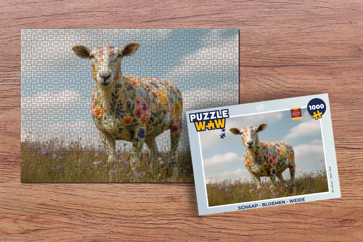 PuzzleWow Schaap - Bloemen Legpuzzel 1000 Stuks