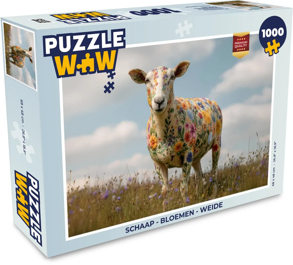 PuzzleWow Schaap - Bloemen Legpuzzel 1000 Stuks