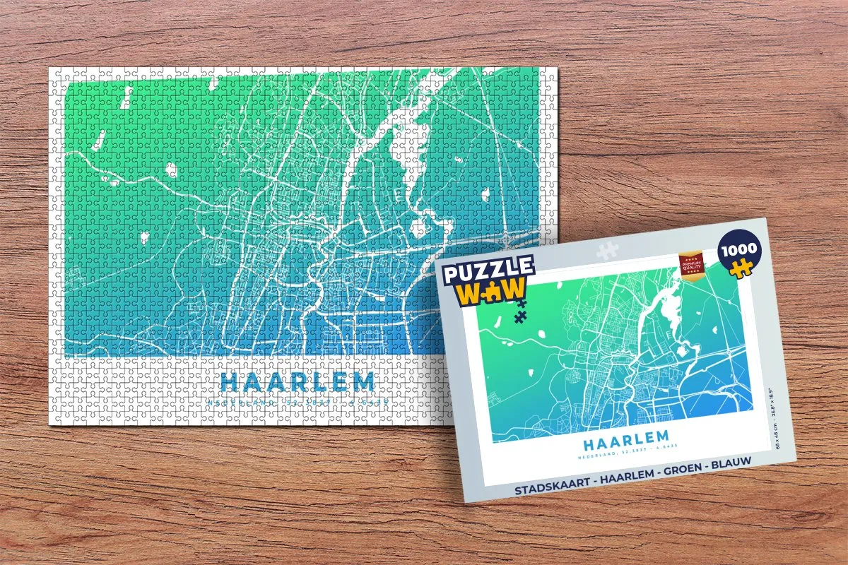PuzzleWow Haarlem Legpuzzel 1000 Stuks - Stadskaart Multicolor