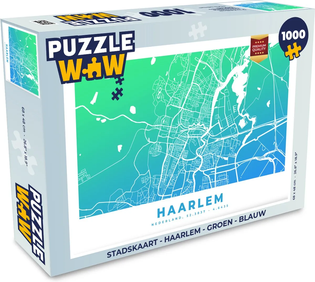 PuzzleWow Haarlem Legpuzzel 1000 Stuks - Stadskaart Multicolor